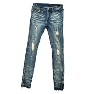 Rockstar Original RSM‎ 206 Flare Denim Distressed Ripped Zipper Jeans 32